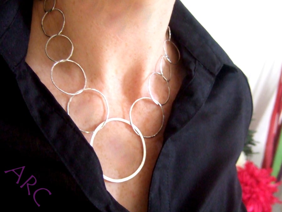 Recycled Handmade Sterling Silver Hoop Necklace