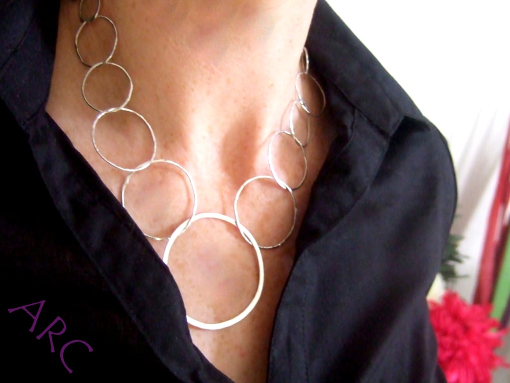 STERLING SILVER Hoop Necklace, Handmade Urban Designed Jewellery