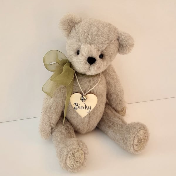 Alpaca mohair collectible artist bear. Handmade teddy bear with hand embroidery