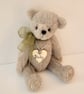 Alpaca mohair collectible artist bear. Handmade teddy bear with hand embroidery