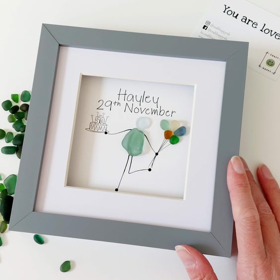 Birthday Sea Glass Wall Art, Friendship Birthday Gift, Sister Gift