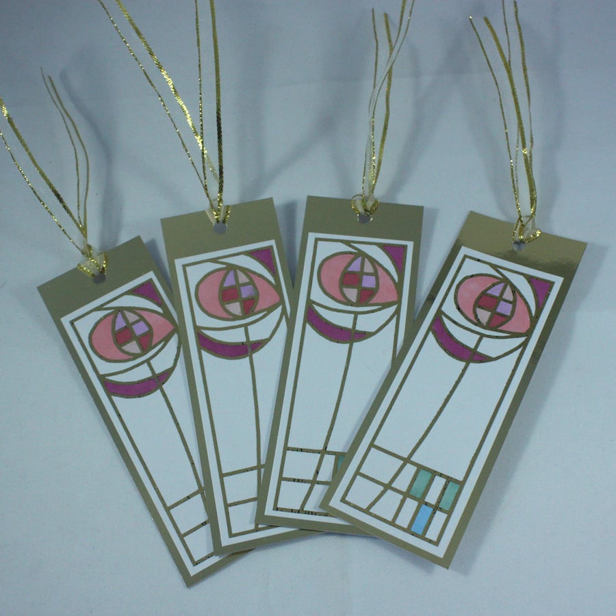 Rennie Mackintosh style gift tags, pack of 4