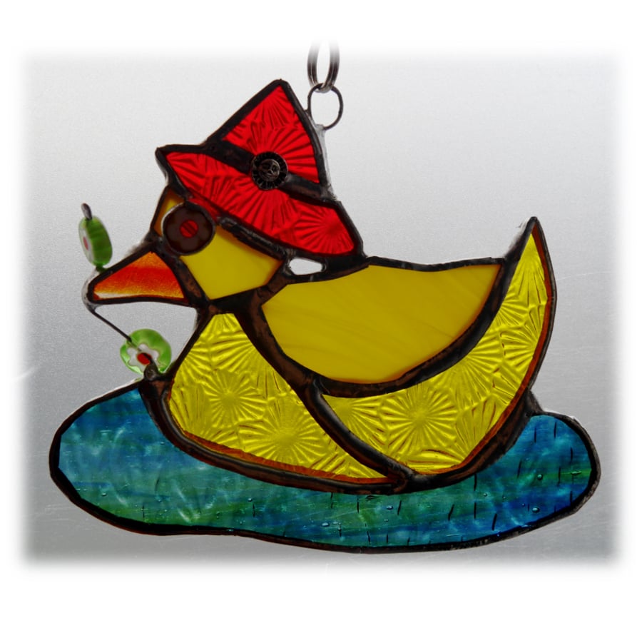 Duckling Suncatcher Stained Glass Yellow duck 007