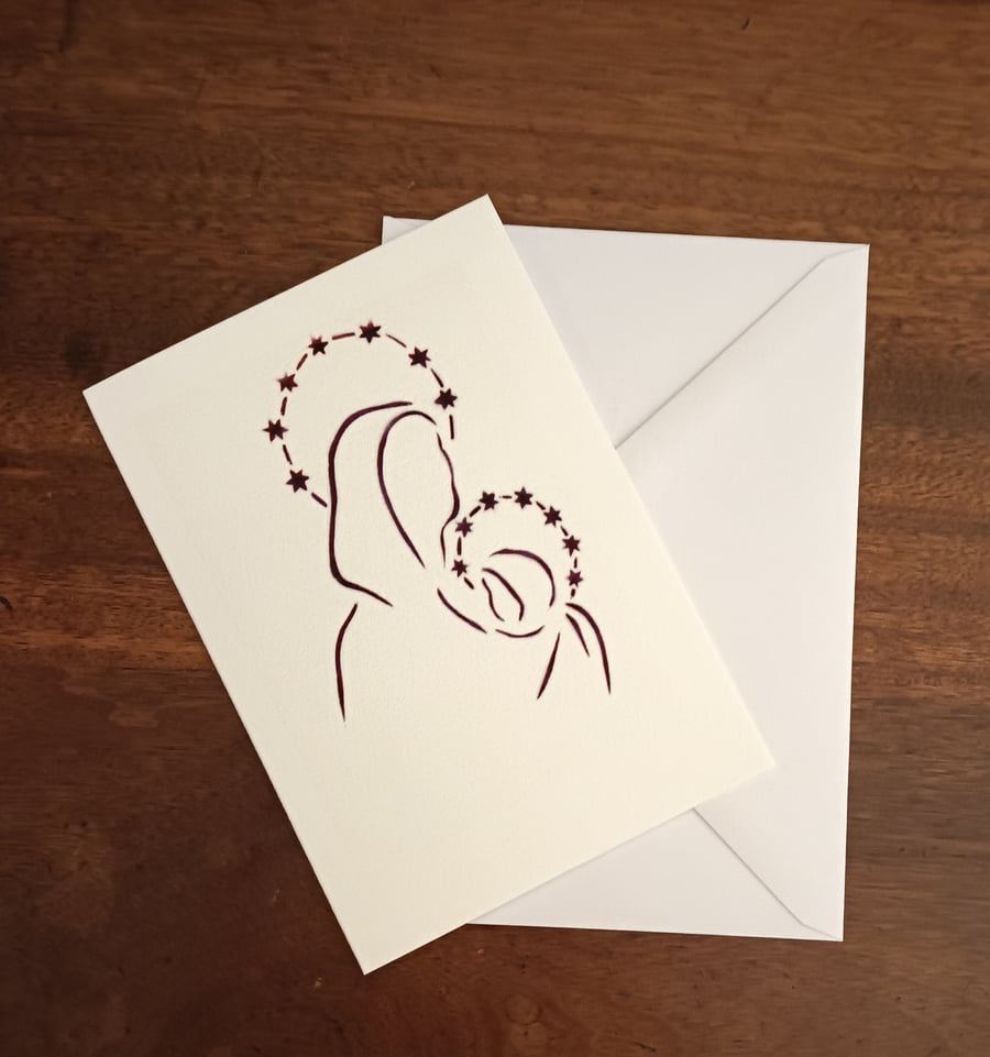 Virgin and Child Christmas handmade card