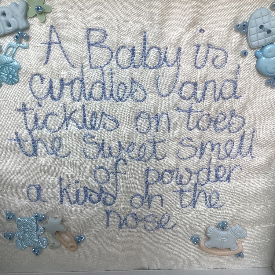 Newborn baby,new baby,baby gift,new little boy,baby boyembroidered picture