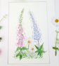 Foxglove, Daisy and Lupin original watercolour flower painting - Image 1