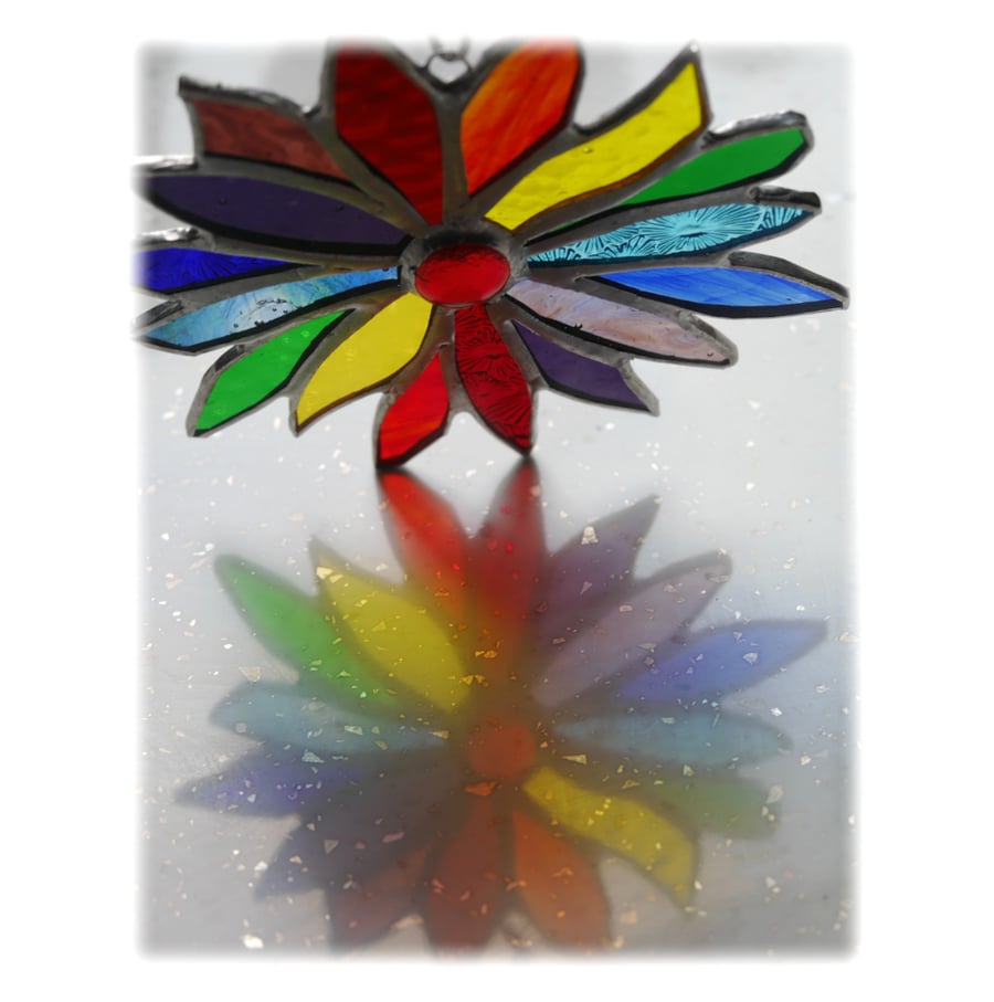 Rainbow Flower Stained Glass Suncatcher 049