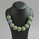 Chunky Sage Felt Necklace - Dusty Green Statement Jewellery - Gifts for Women