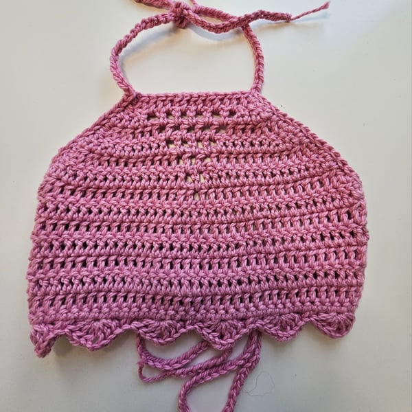 Boho festival crochet halter neck crop top