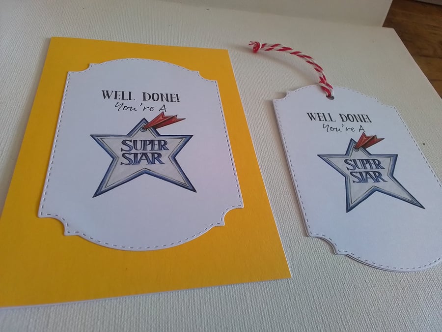 Card and gift tag set. Congratulations card. Ref 435