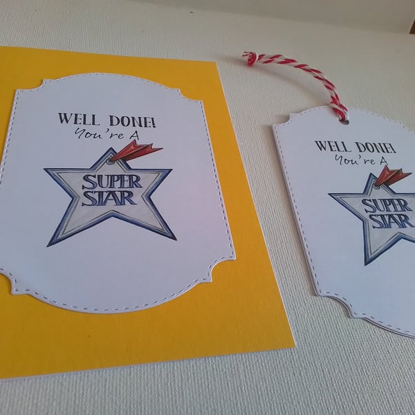 Card and gift tag set. Congratulations card. Ref 435