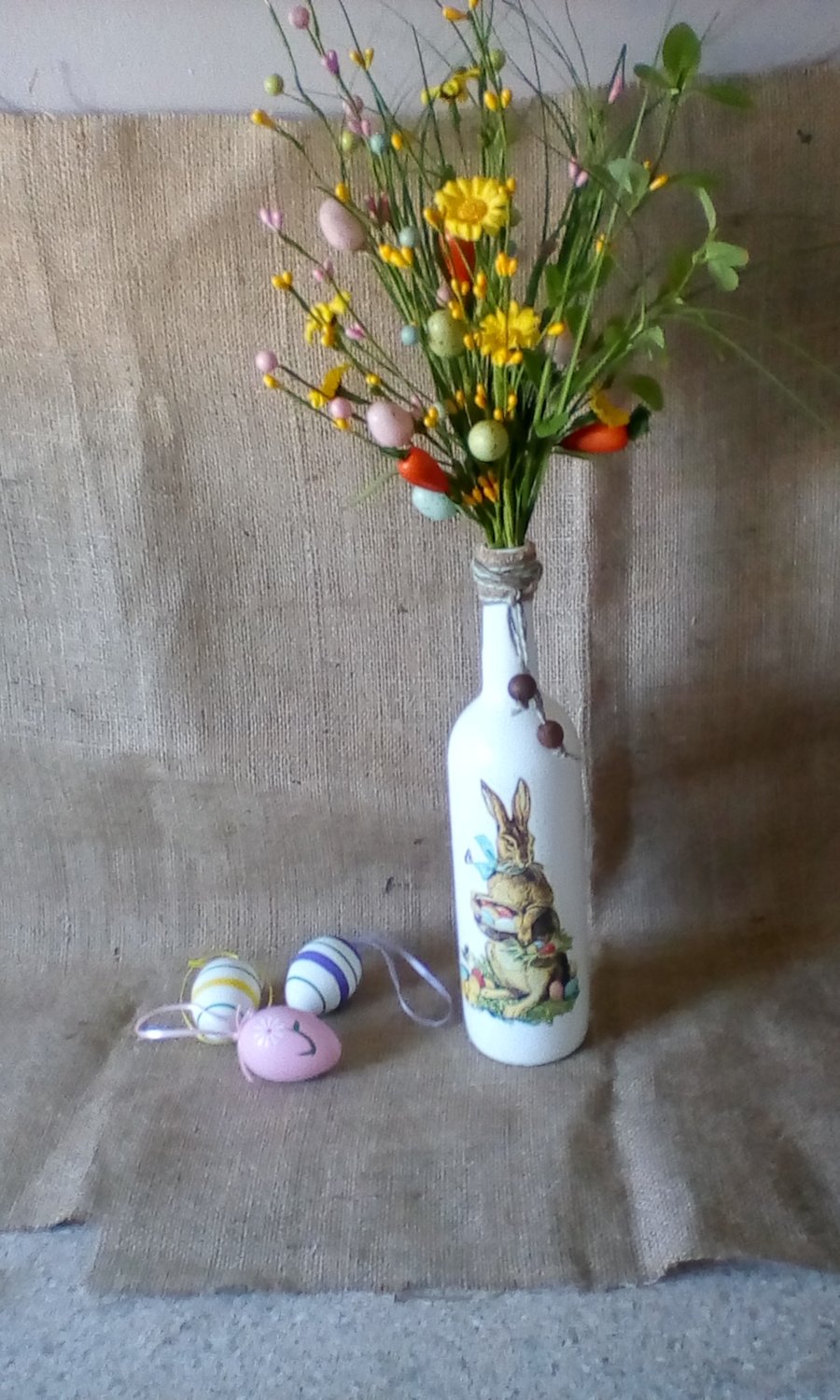 Easter Display Decoupaged by Hand includes spring  flower posy  Complete display