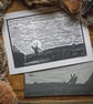 Cley windmill - original linocut print A3 - Image 2