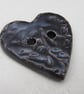 Medium Dark Earth Leaf Sprig Texture Heart Shaped Ceramic Button - Image 2