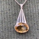 Citrine & silver Deco style Pendant