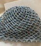 Handcrafted 100% Cotton Light Blue Sequined Crochet Beanie, Sequin Knit Hat