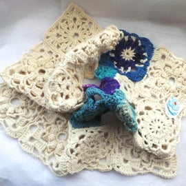 Crocheted motif mini blanket