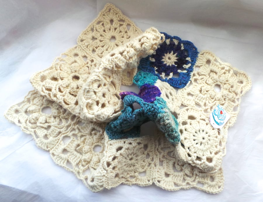 Crocheted motif mini blanket