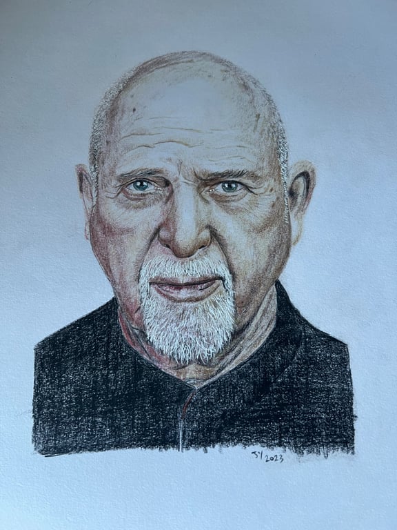 Original framed A3 portrait of Peter Gabriel
