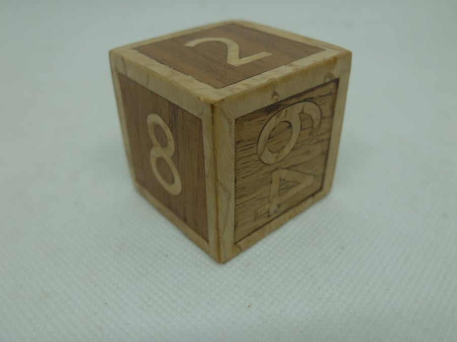 wooden doubling cube, hand-veneered