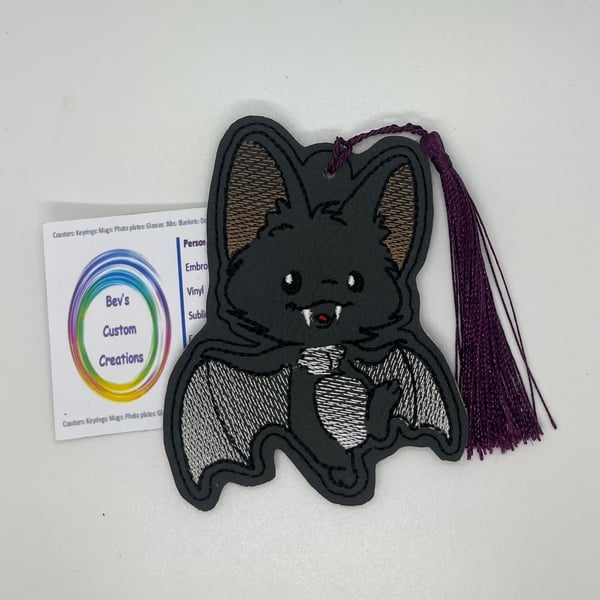 Bat Embroidered Bookmark, 