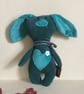  Jade Corduroy Bunny, Handmade Floppy Eared Plushie Bunny with heart, - Image 1