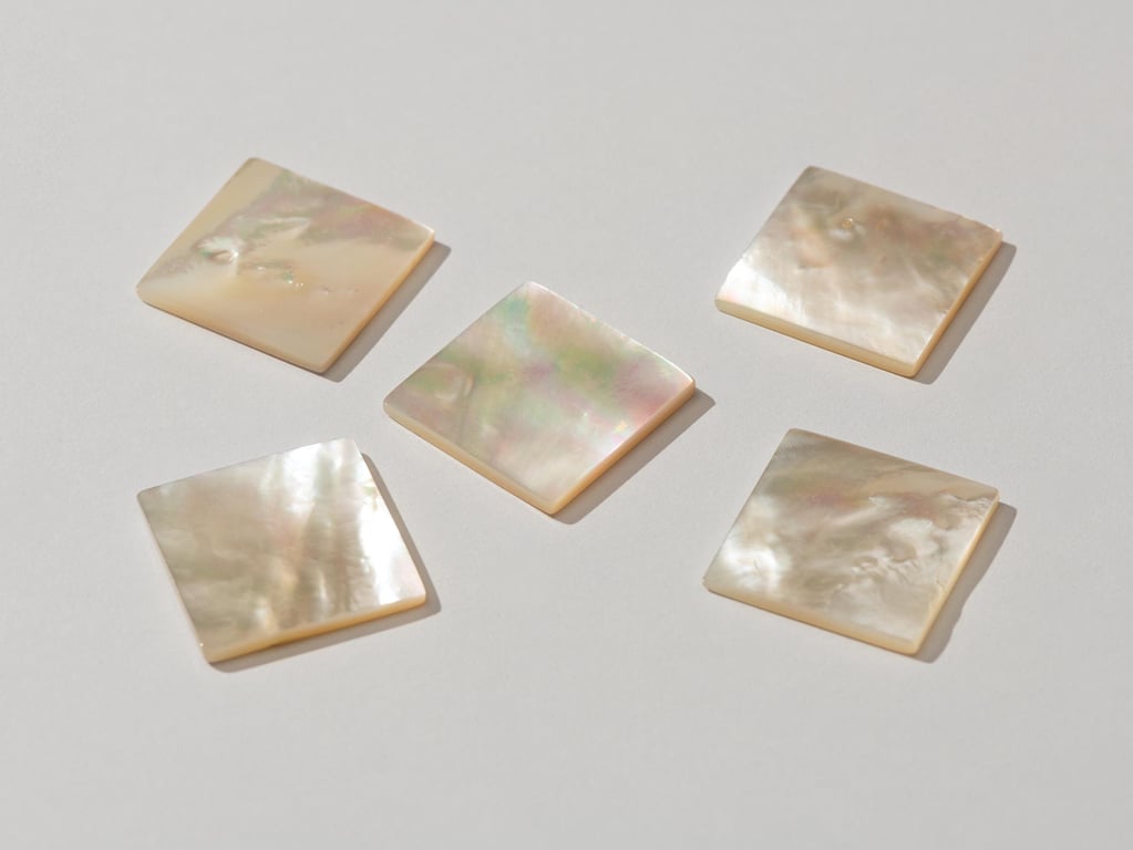 HMJ301 - Mother of Pearl Square: 20x 20x 2.0mm Polished Shell Pack of 3 peices