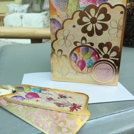 Sending smiles birthday card, gift card holder and tag combo