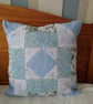 Blue patchwork cushion cover. 37x37 cm. Lined. Wrapover back.  - Image 4