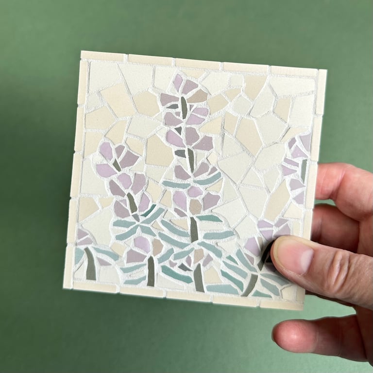 Mosaic Floral Art - Lavender on Cream