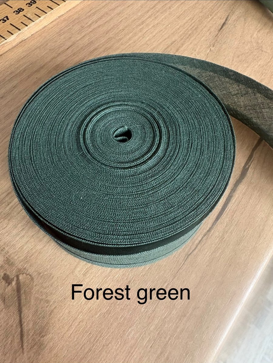 5 meters 1" (25mm) forest green cotton bias binding  Buy 4 get one free