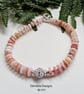 Peruvian Pink Opal & Swarovsky Crystal Bead Sterling Silver Bracelet - Image 8
