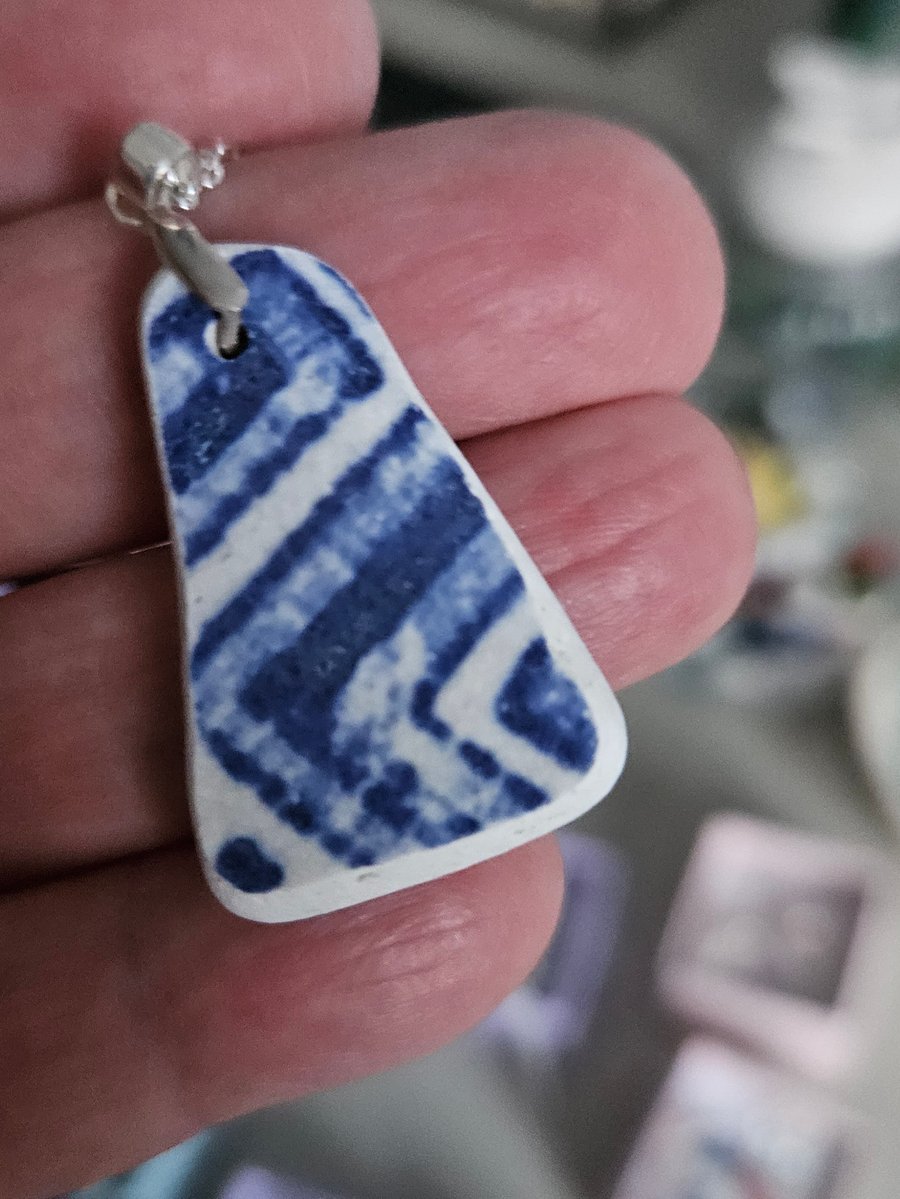Blue Sea Pottery Pendant