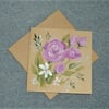 hand painted original art floral blank greetings card ( ref F 962 )
