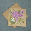 hand painted original art floral blank greetings card ( ref F 962 )