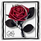  Dark Red Leather Rose with ‘Barbed Wire’. Alternative, Gothic Dark Romance Gift