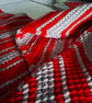 Asymmetric crocheted scarf in red and silver- grey - Image 3