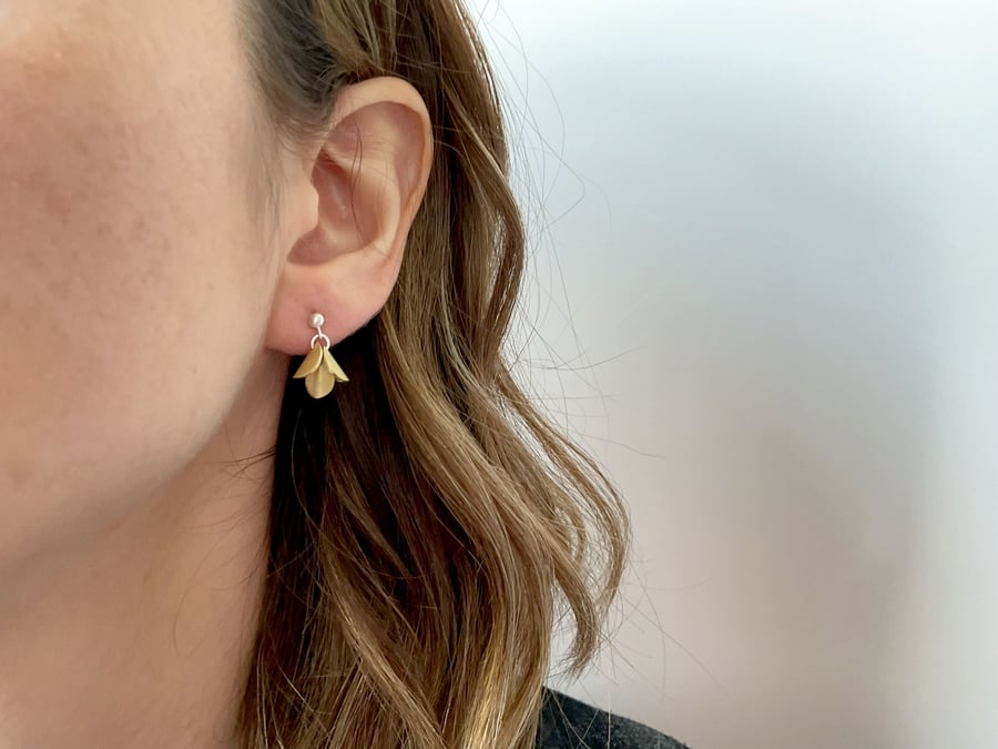 Handmade Gold Bluebell Earrings