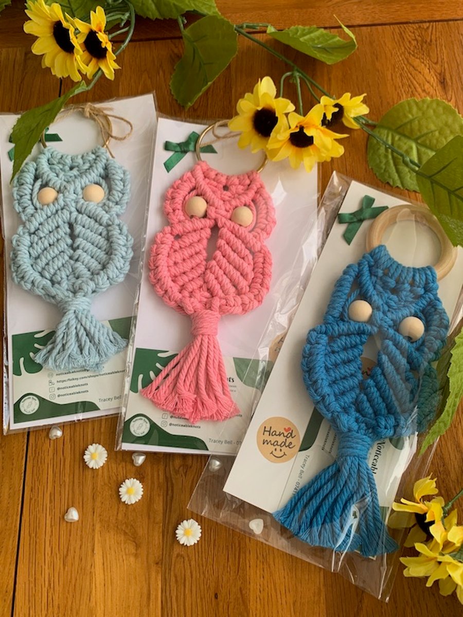 Macrame Owl Art, Nursery Bedroom Wall Hanging, Owl Wall Hanging