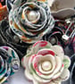 Hardened Fabric Light Denim Rose Brooch - Image 4