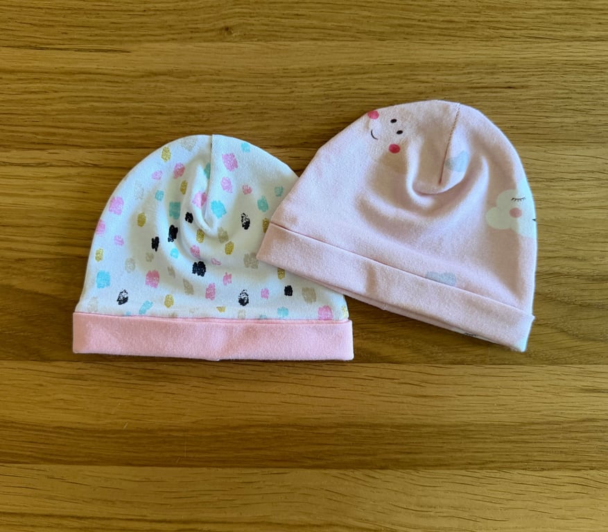 Newborn Baby Hats, Beanie hats. 2 PK. Ideal for the newborn baby 0-3mths - BE05