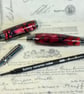 Dark Chrome, red & black resin Rollerball Pen - Image 5