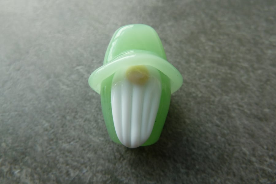 green gnome lampwork glass bead