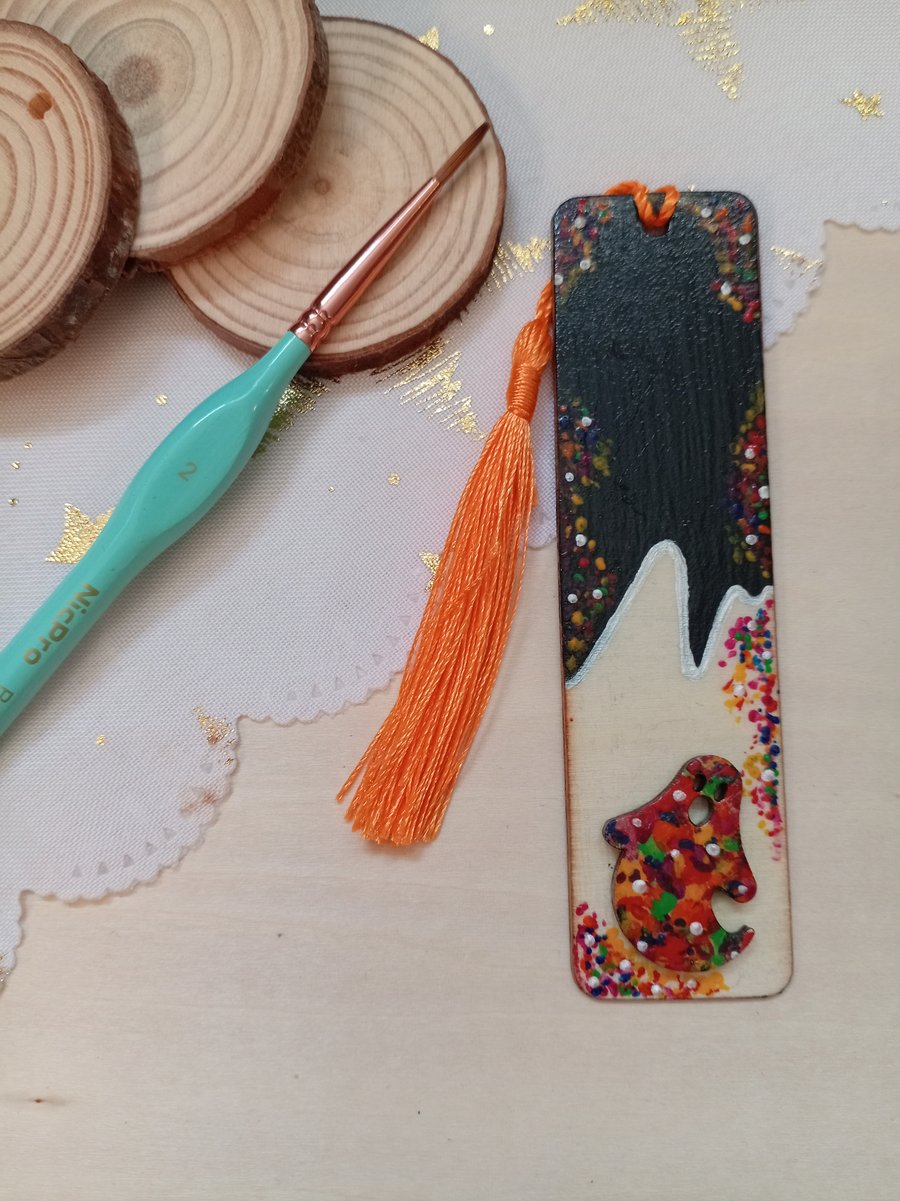 Wooden sprinkle ghost bookmark 