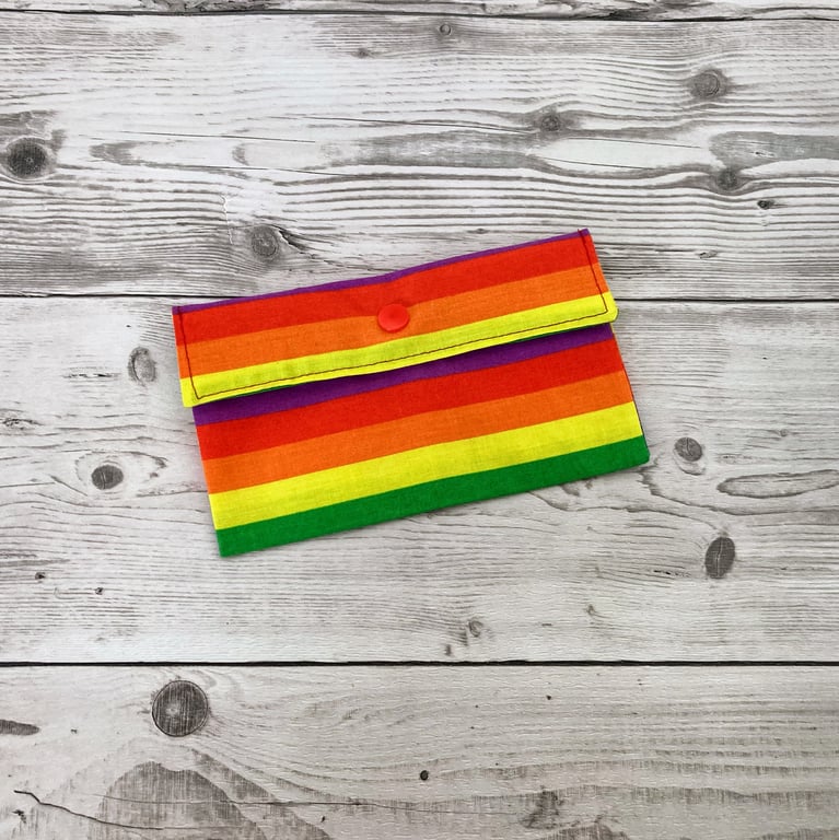 Rainbow Striped Fabric Money Wallet: Bank Note Gift Pouch.
