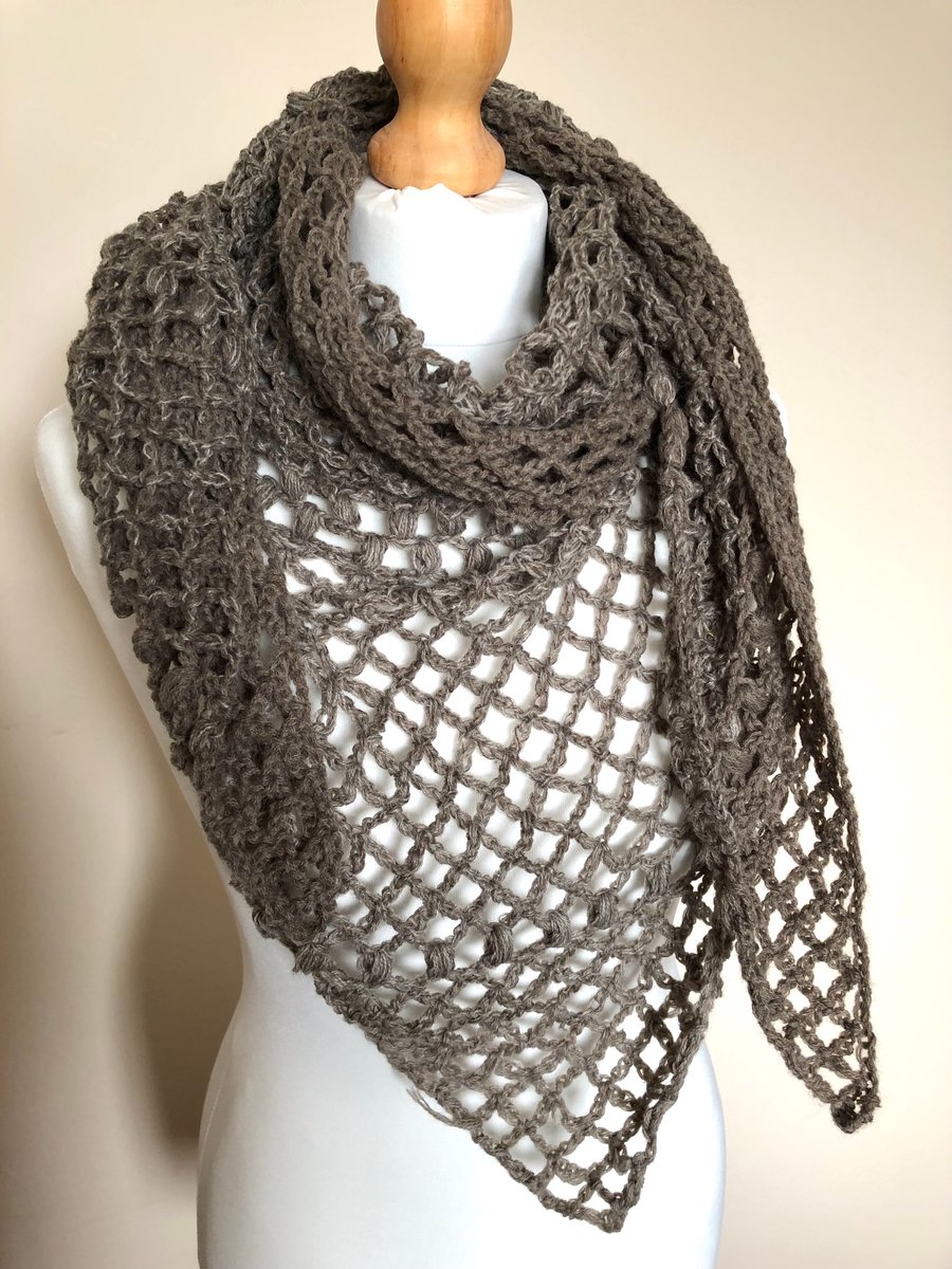 Grey ombré crocheted scarf