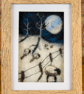 Framed Wool Art: Moonlit Sheep - Handcrafted felt landscape in a wood frame