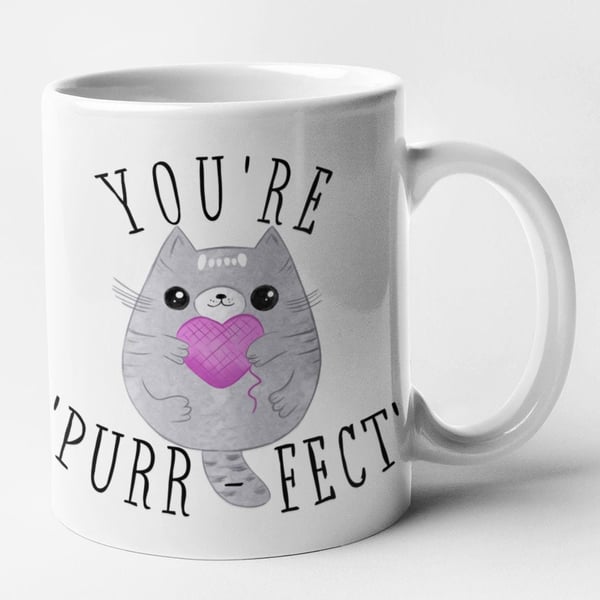 You're 'Purr-fect' Mug Valentines Anniversary Cute Cat Novelty Gift