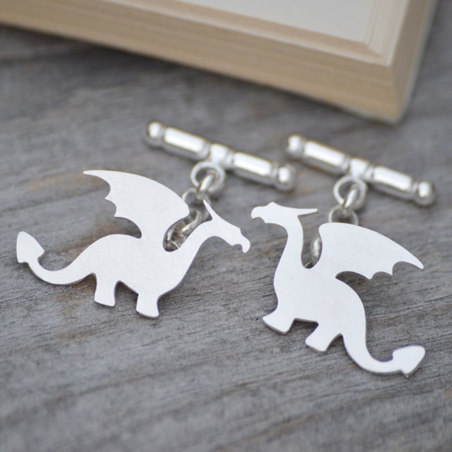 Dragon cufflinks in sterling silver Folksy