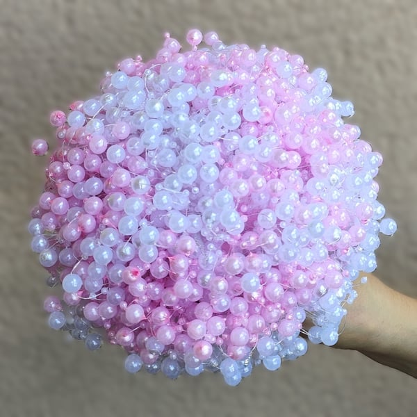 Handcrafted Pearl Wedding Bouquet – Pink & White Bridal Bouquet